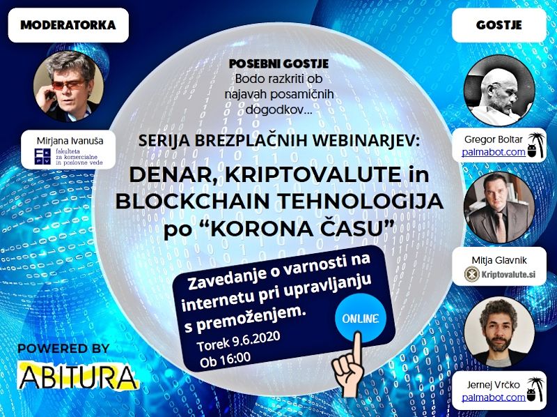 Denar, kriptovalute in blockchain tehnologija po »korona času« – serija brezplačnih webinarjev